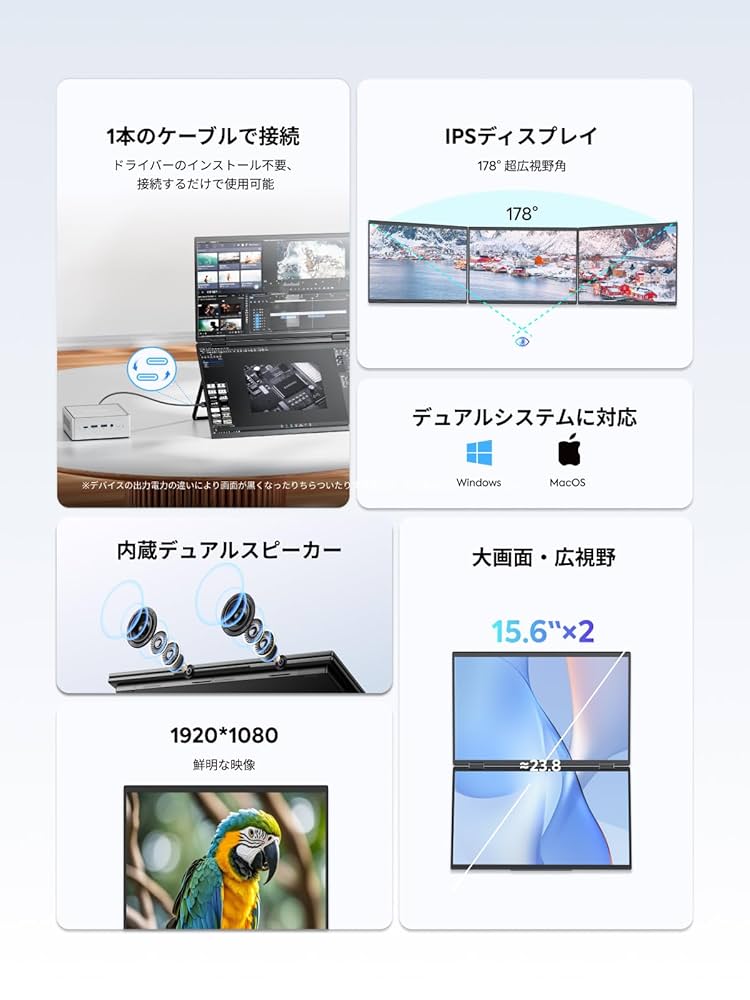 Amazon.co.jp: MINISFORUM MDSA156 折り畳み式デュアルモバイル